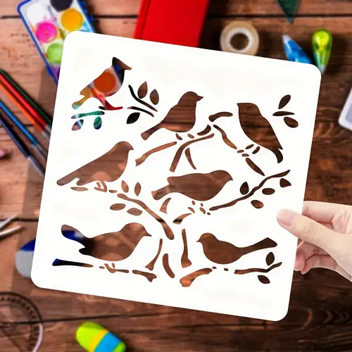 Bird Pattern Plastic Painting Stencils Templates Square Bird and Garland  Drawing Reusable Stencil for Paint Craft Wall DIY Home Decor Wood Draw