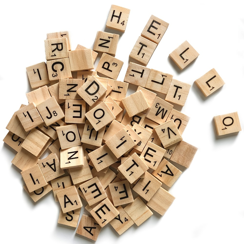 Lettres en bois déco façon Scrabble - 14,9 x 10,5 cm - Forme en