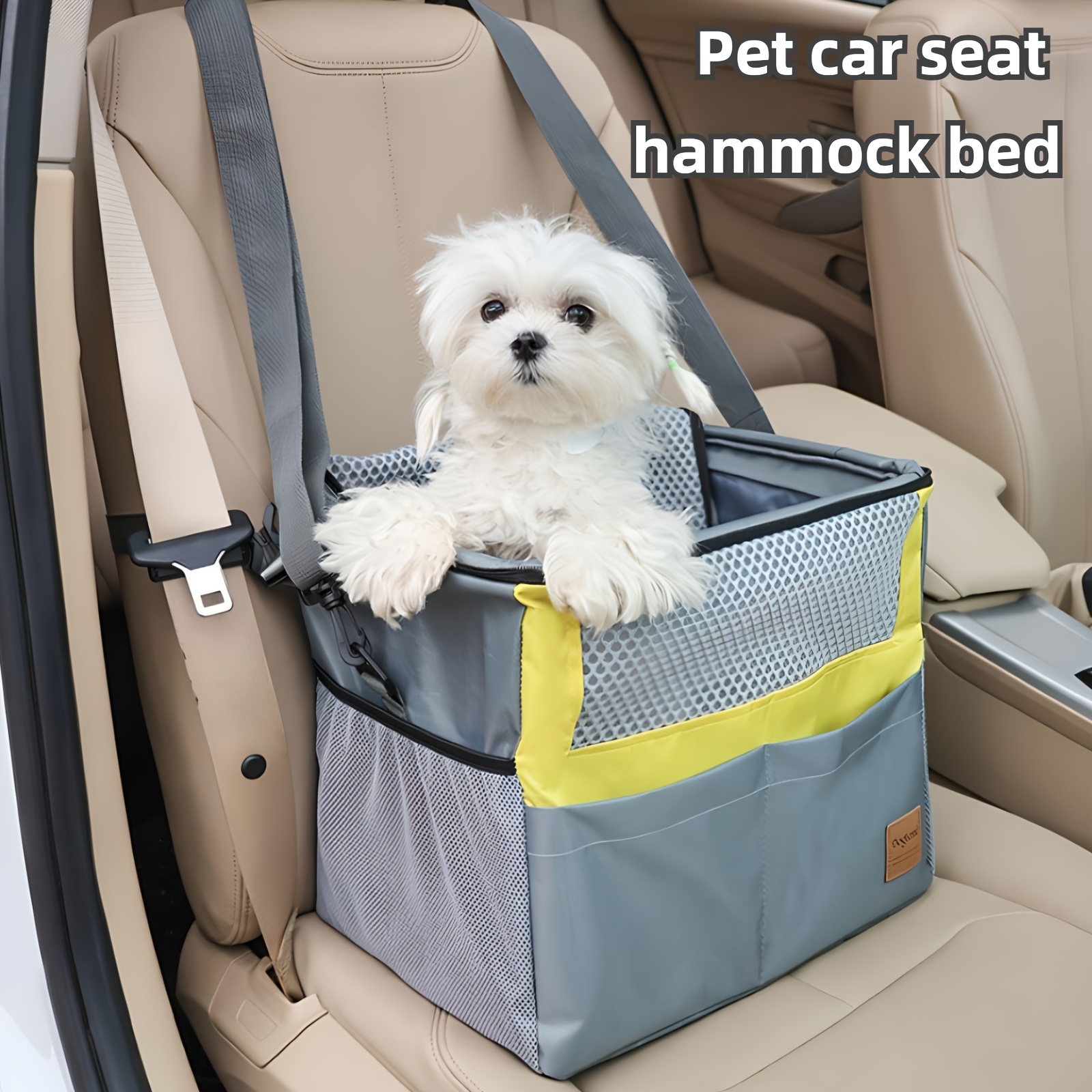 1pc Geometric Print Pet Car Seat Basket For Dog And Cat For Travel