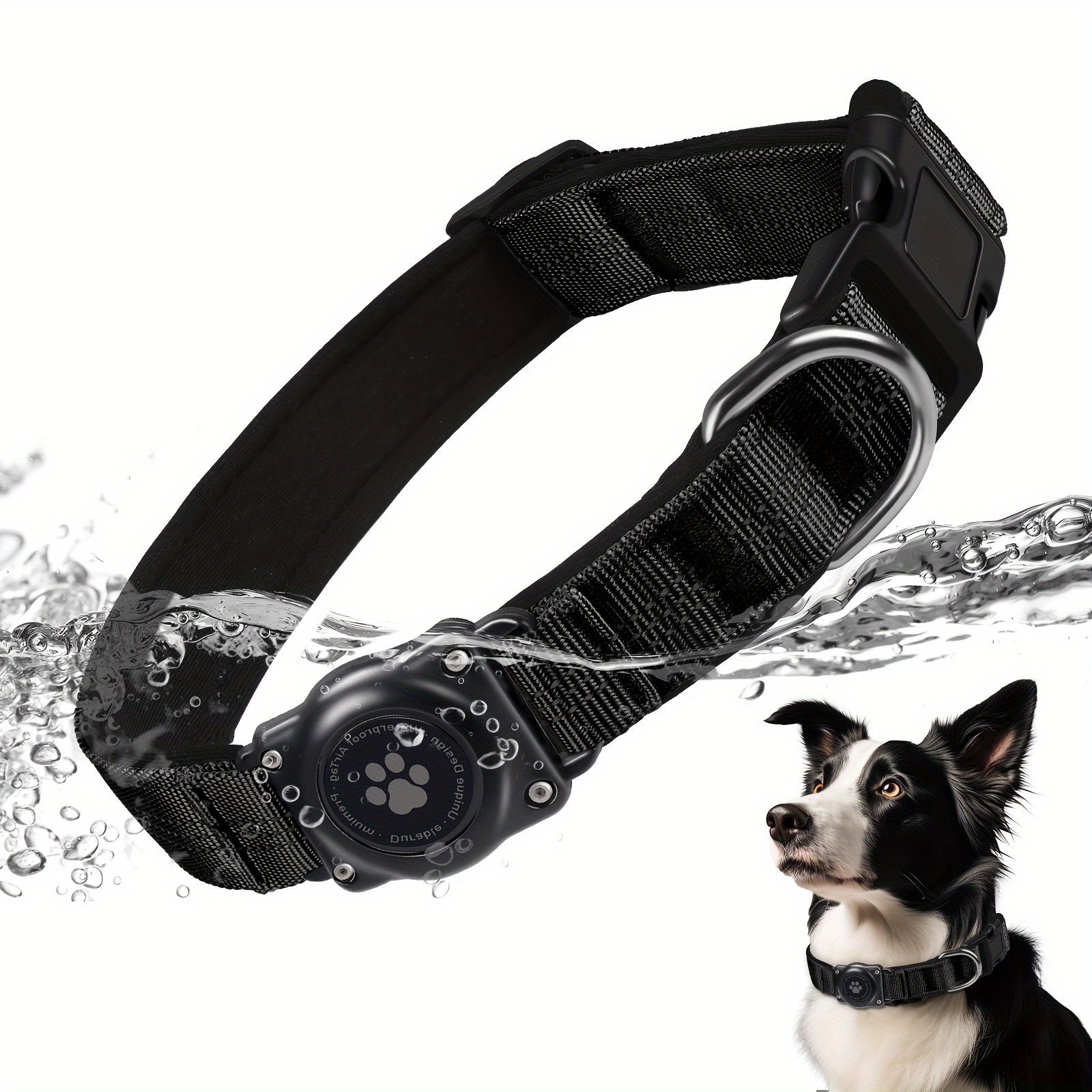 Reflektierendes Airtag Hundehalsband, Gepolstertes Apple Air Tag  Hundehalsband, Heavy Duty Hund
