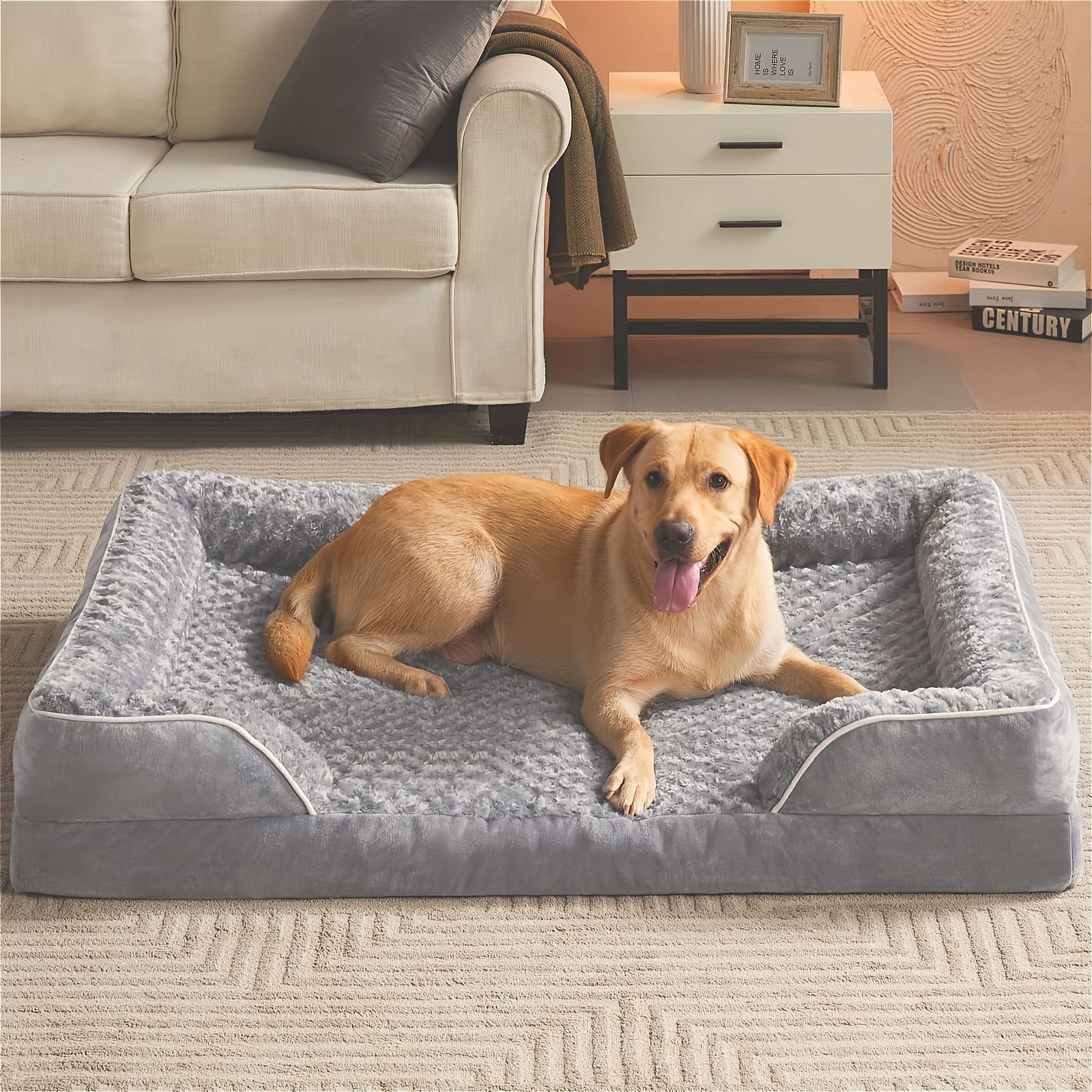 Plush Orthopedic Dog Bed With Waterproof Cover Anti slip Egg - Temu