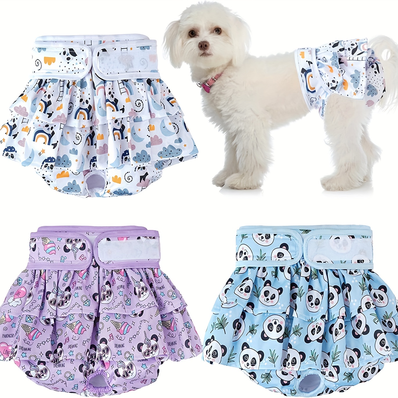 Langsprit - Pañales lavables para perro hembra (paquete de 3 unidades), sin  fugas, reutilizables, para perritas en período, calzones altamente