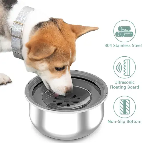 Stainless Steel Dog Floating Bowl No Spill Anti splash Dog - Temu