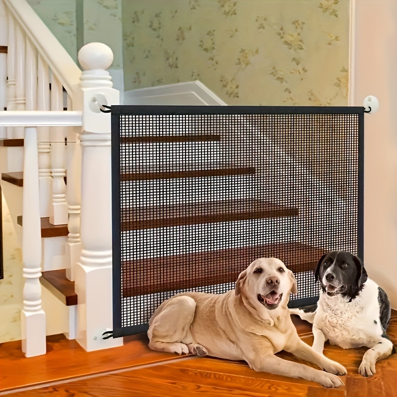 Puerta de madera para perros, puertas plegables para perros, interiores,  escaleras, puertas independientes para mascotas, 4 paneles para interiores