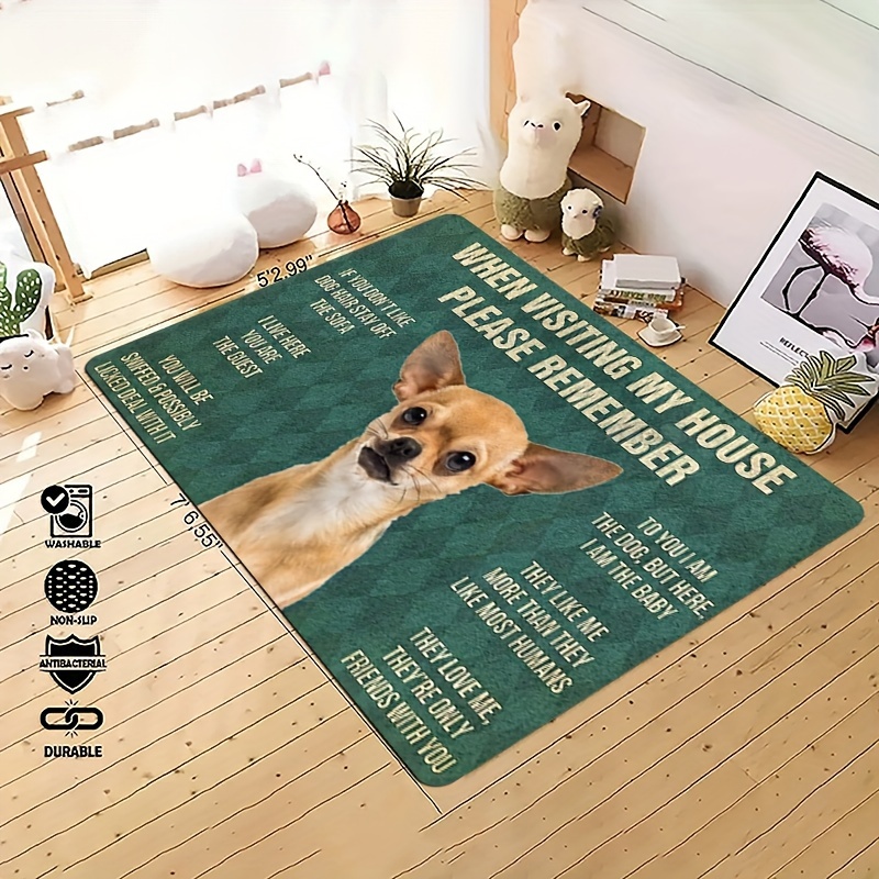1pc Dog Pattern Indoor & Outdoor Rug, Modern Polyester Anti-slip Door Mat  For Home, All Season