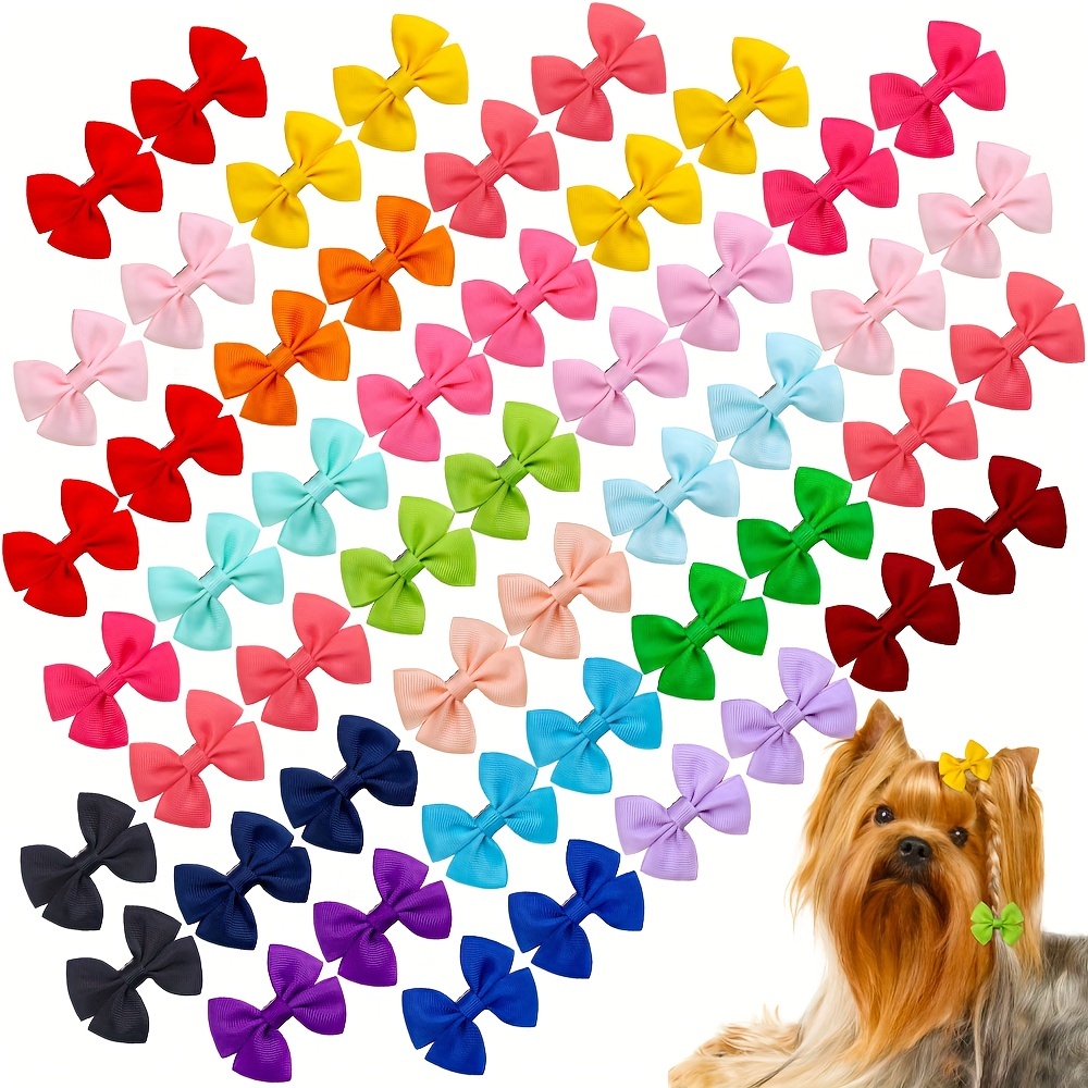30 unidades: 15 pares de lazos para perros, bonitos lazos para el pelo de  cachorros con bandas de goma, lazos multicolor hechos a mano para mascotas