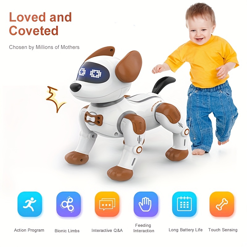 El perro robot inteligente que puede acompañar a los niños a crecer, el  perro robot amarillo, el mismo estilo que el pequeño hombre amarillo,  cuenta
