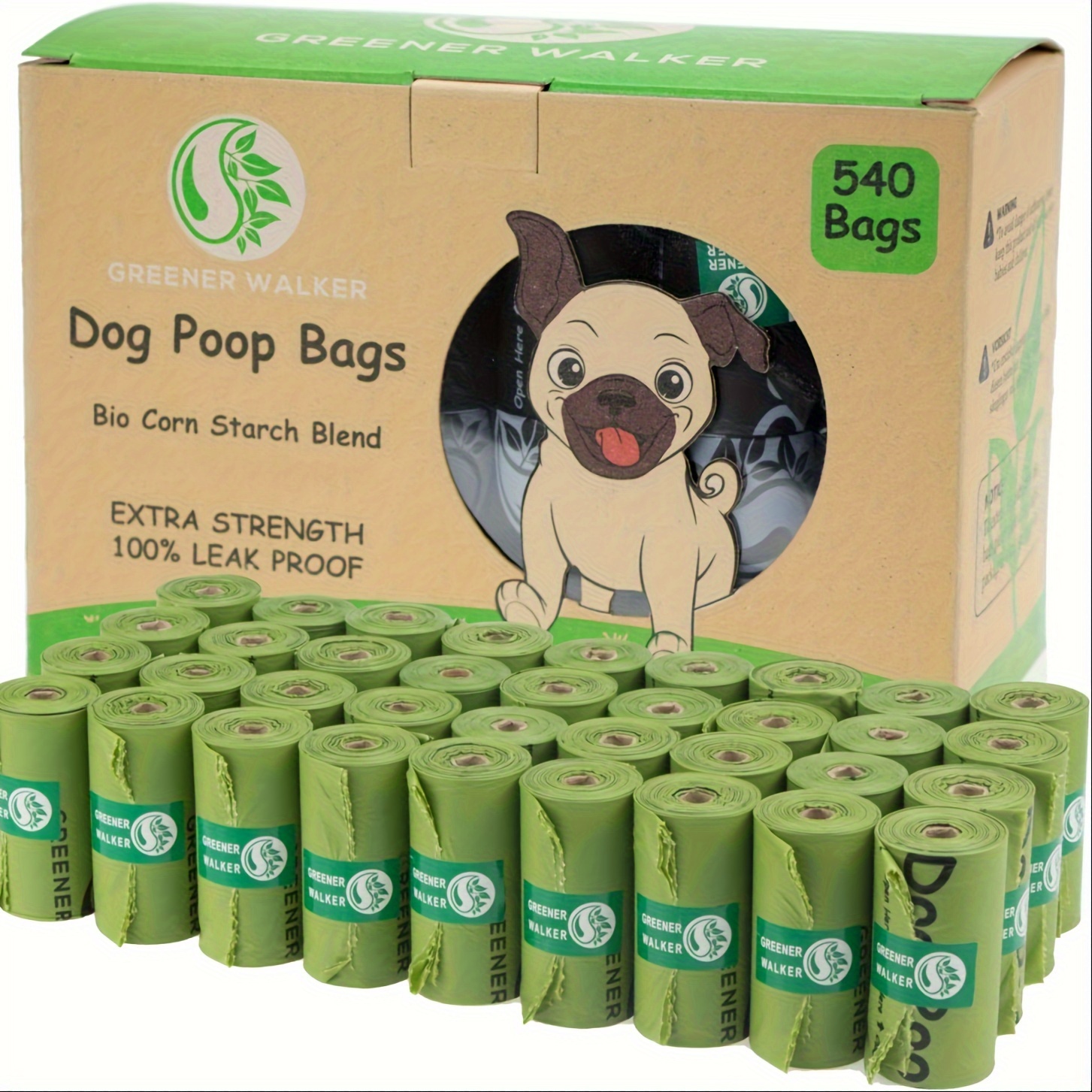 Bolsas de excremento de perro al por mayor Bolsas desechables de residuos  para mascotas con dispensador 120 bolsas 8 rollos+1 dispensador verde V08