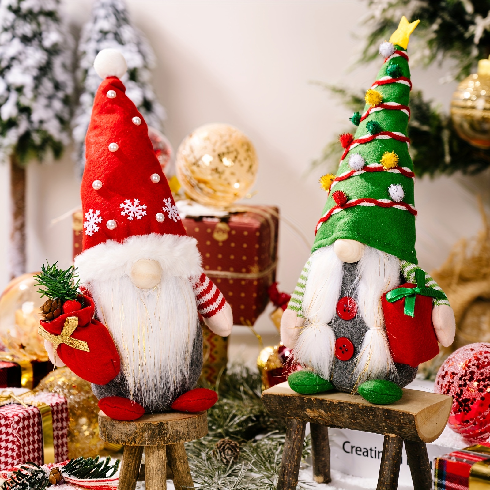 Estilo navideño lindo de muñecas a rayas de niña sobre las - Temu Chile