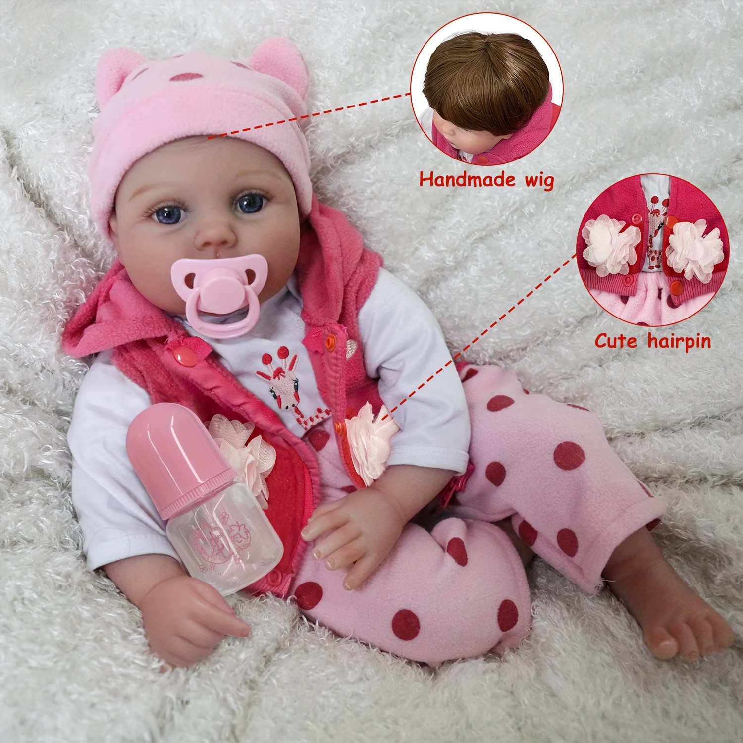 18 Inch Reborn Baby Doll, Realistic Soft Vinyl Baby Doll Toy For Children,  Halloween/Thanksgiving Day/Christmas gift