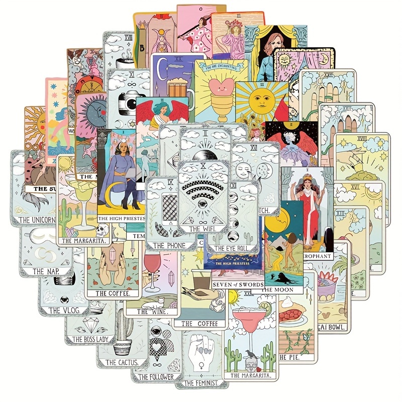 TAROT Stickers — VINYL VSCO GIRL CUTE TAROT CARD STICKERS 50 pc. NEW