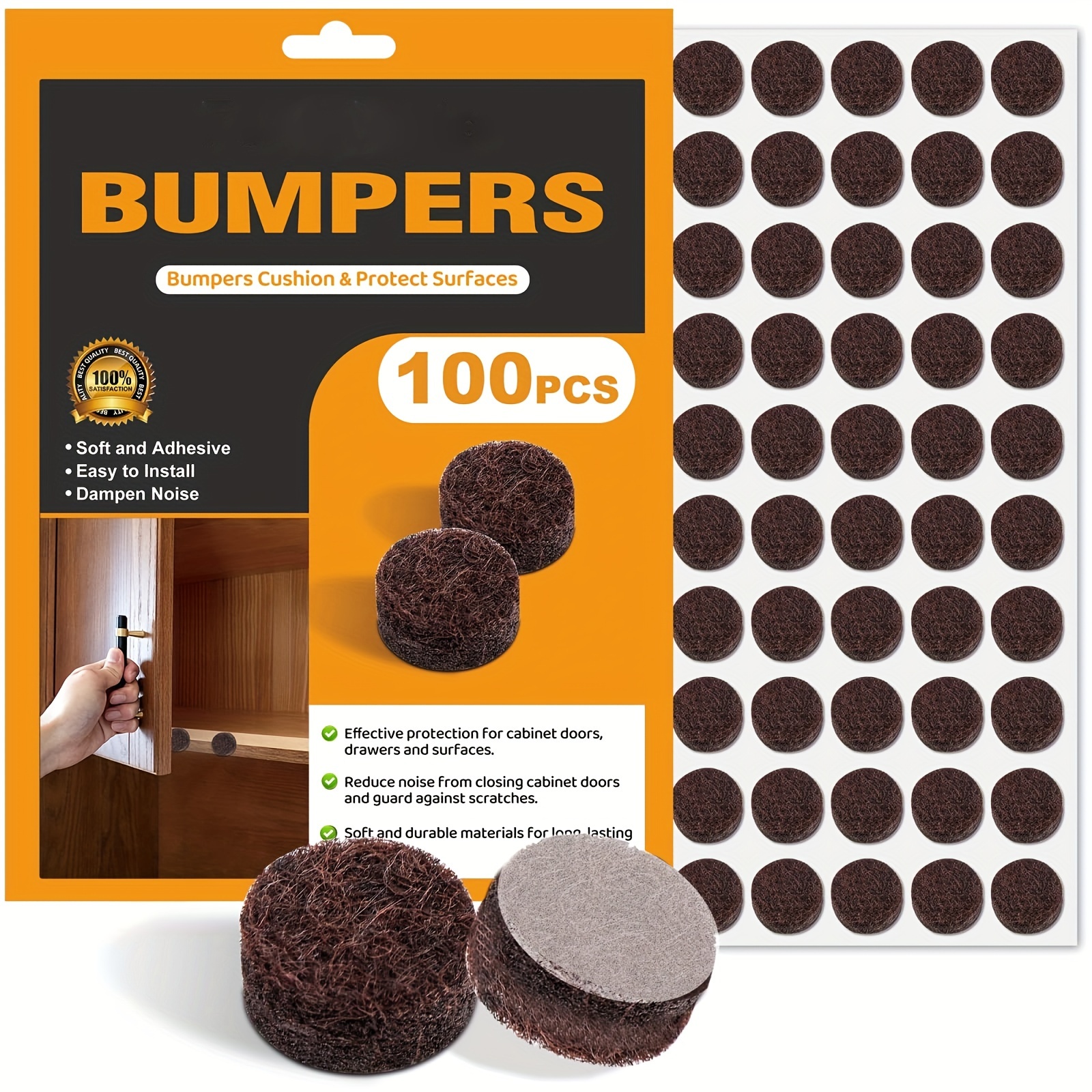 Furniture Felt Pads 3/8 (10mm) Diameter Round 3M Self Adhesive Protects Kitchen Cabinets, Drawers, Desks and Furniture Against Bumps and Scratches