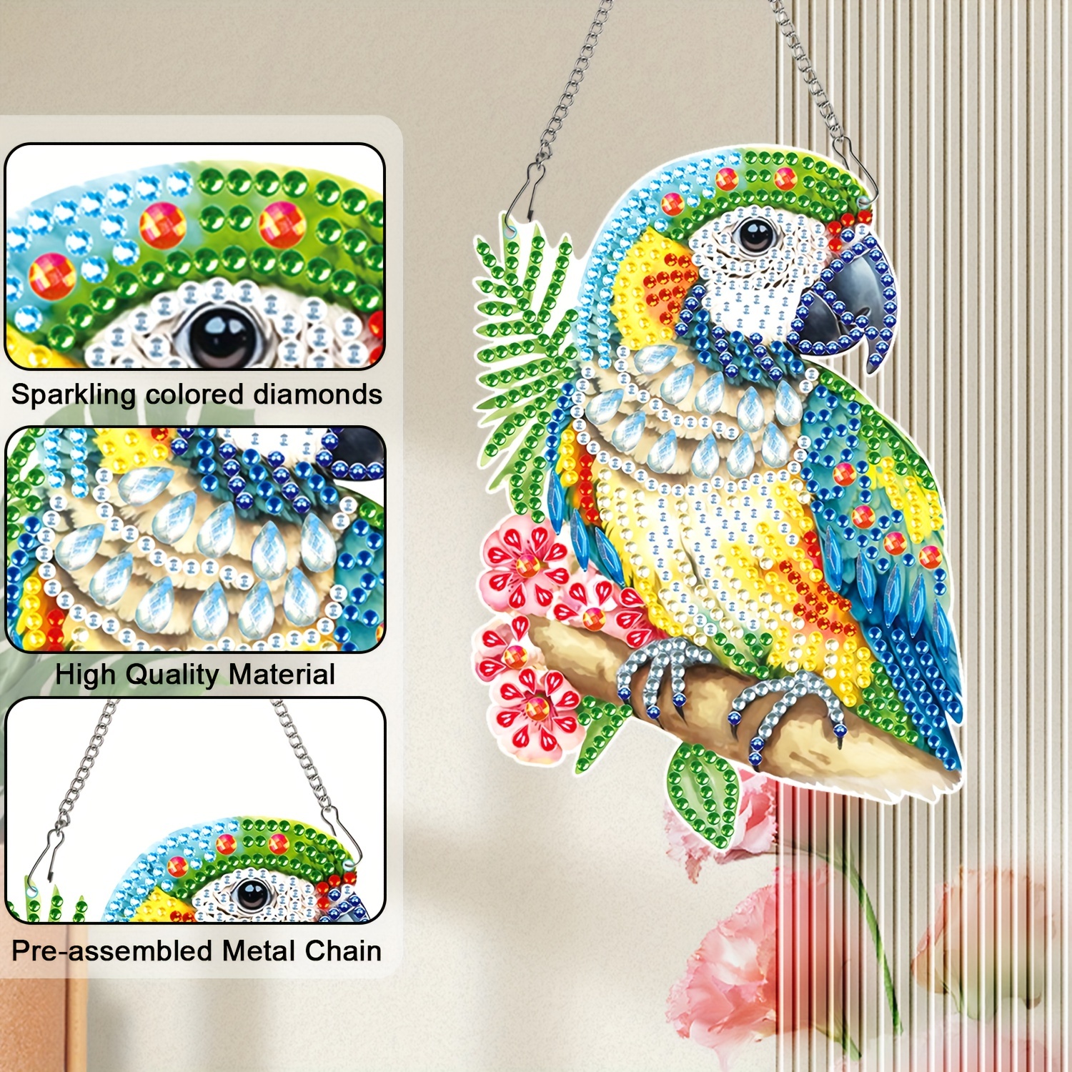 Parrot 5d Artificial Diamond Art Special Shape Artificial Diamond, Diamond  Painting Suitable For Beginners Home Wall Decoration Gift - Temu