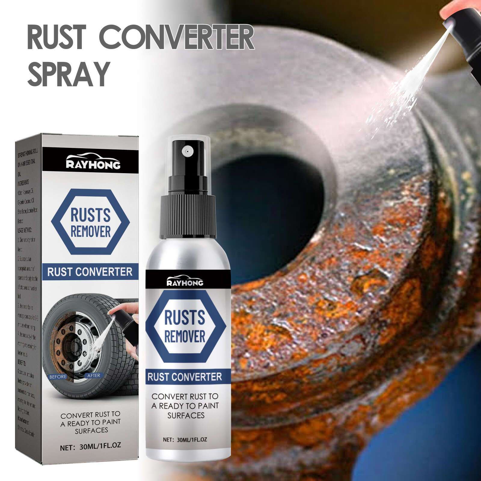2 Pack Car Rust Remover Wheel Cleaner, Auto-Rost-Entferner, Car