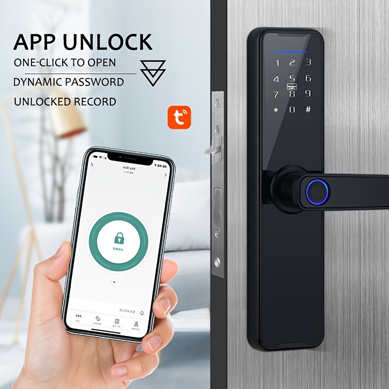  Laxre Cerradura inteligente de huellas dactilares, cerradura de  puerta de habitación con pantalla táctil, cerradura de palanca digital con  aplicación de teléfono, perilla de puerta Bluetooth, : Herramientas y  Mejoras del