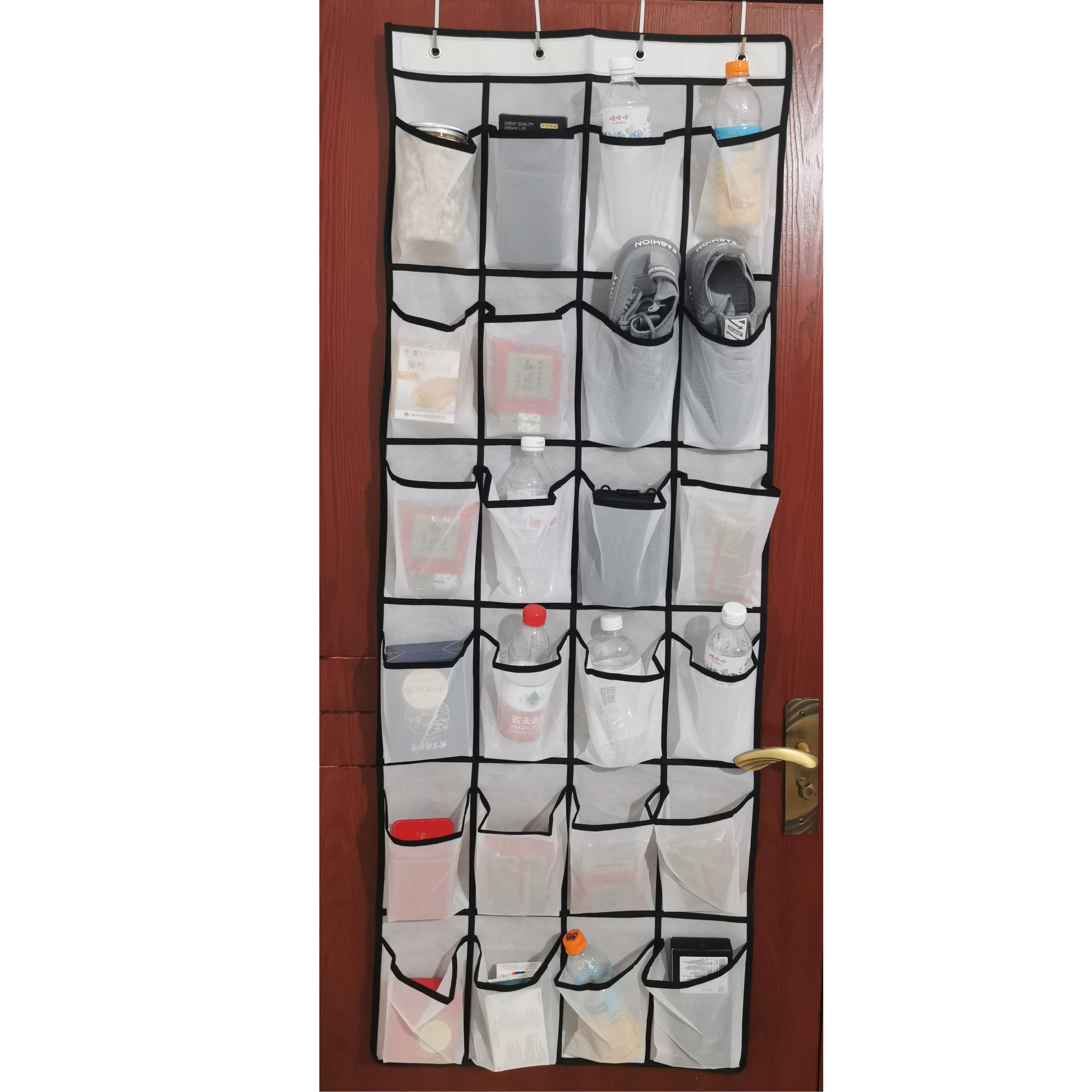  Over the Door Hanging Shoe Rack Organizer for Closet, Kids Shoes  Storage Holder with 36 Large Mesh Pockets & Sturdy Hooks for Door and Wall,  Grey (12+24 Pocket) : Home & Kitchen
