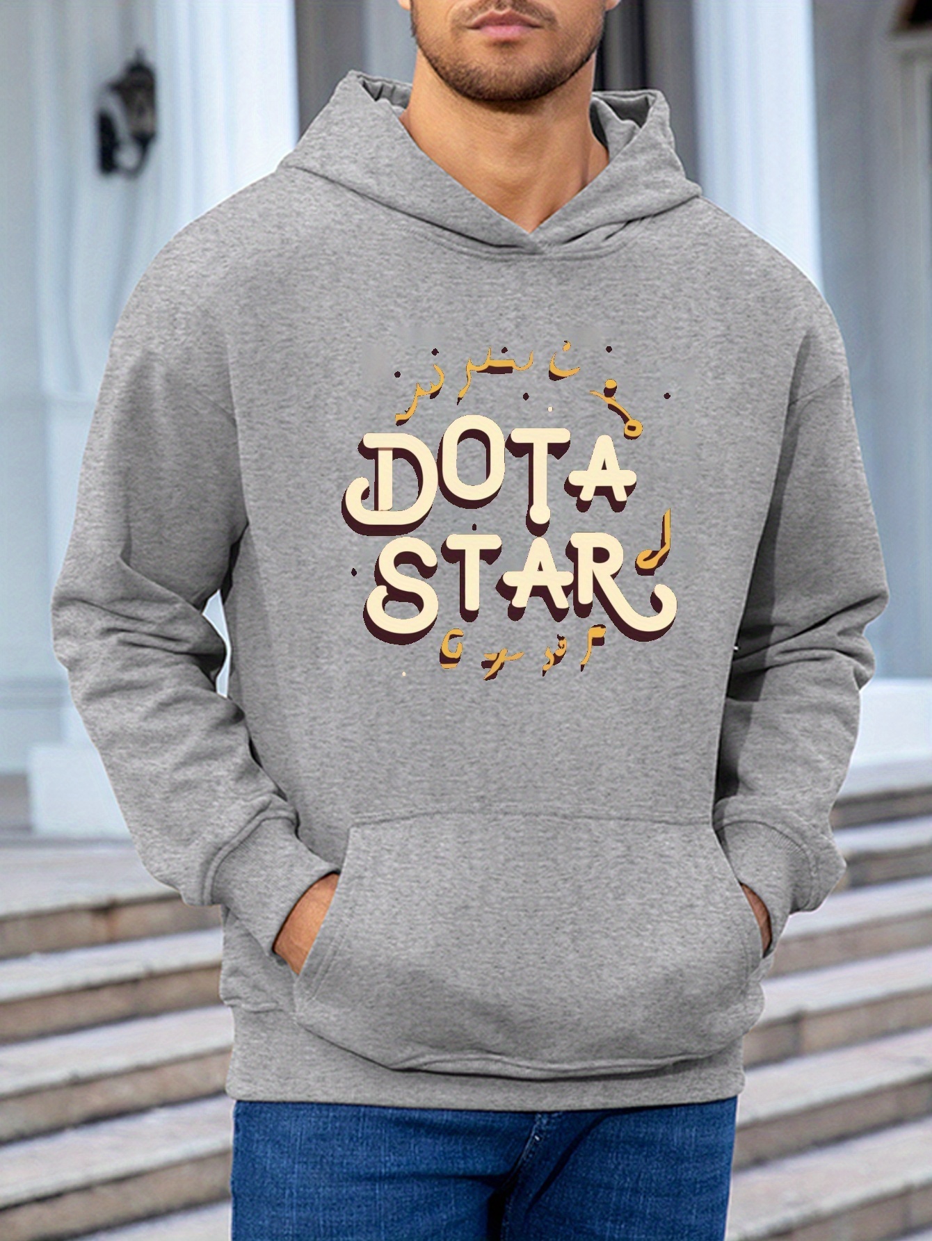 Star Pattern Drawstring Hoodie, Y2K Long Sleeve Hooded Sweatshirt, Women's  Clothing