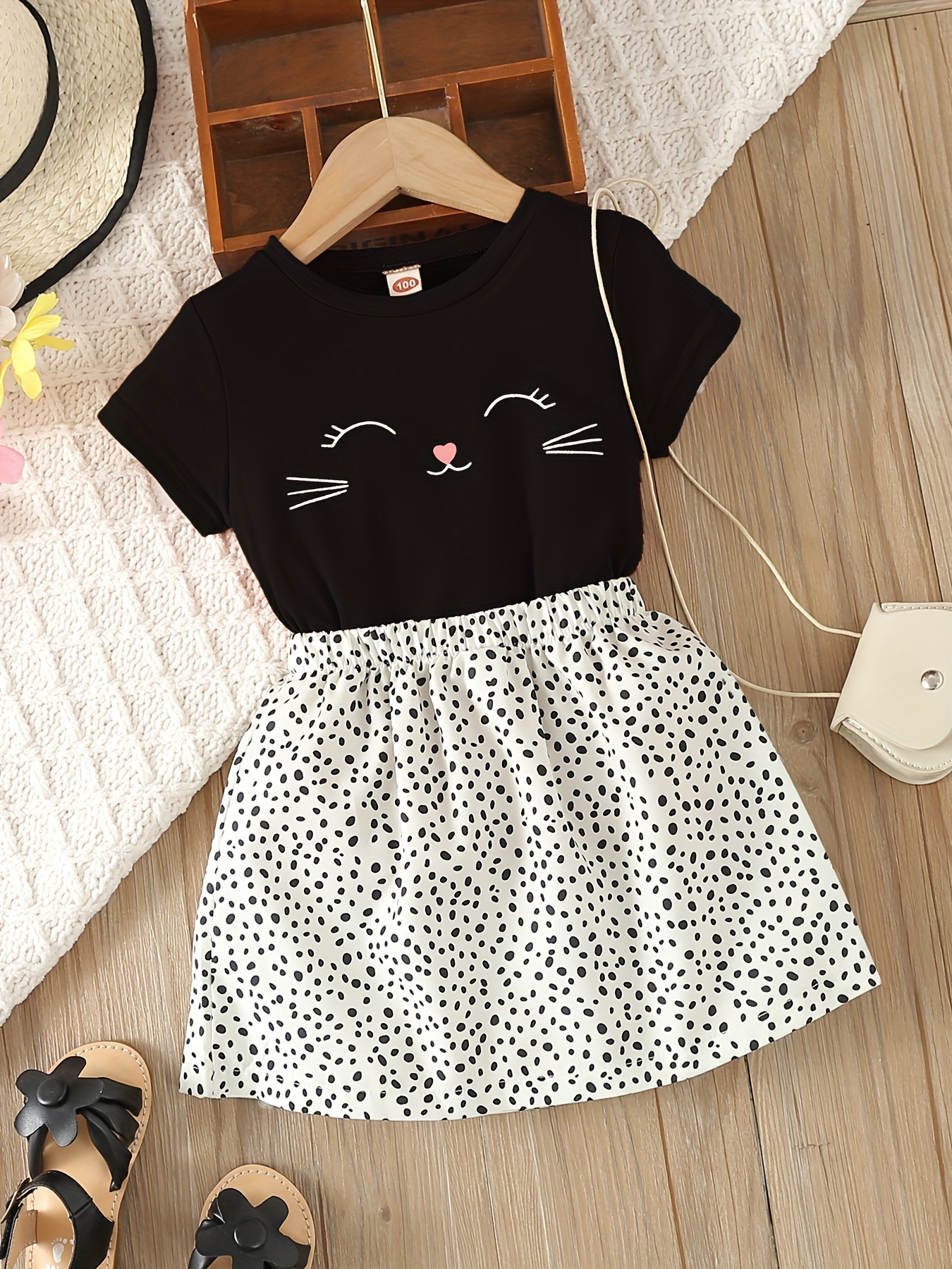 Cute Cats Allover Print Girls Short Sleeve T-shirt Dress For Leisure Or  Outfit, Kids Clothing - Temu