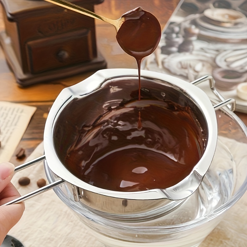 Double Boiler Pot Set, 600ml/0.5QT Chocolate Melting Pot with 1.5qt 304 Stainless Steel Pot, Melting Pot with Silicone Spatula for Melting Chocolate