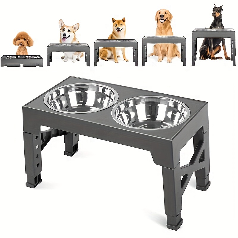 Flexzion Pet Feeder Bowls Double Stainless Steel (Set of 2) - Removable Raised Feeding Station Tray Dog Cat Puppies Animal Food Water Holder Container