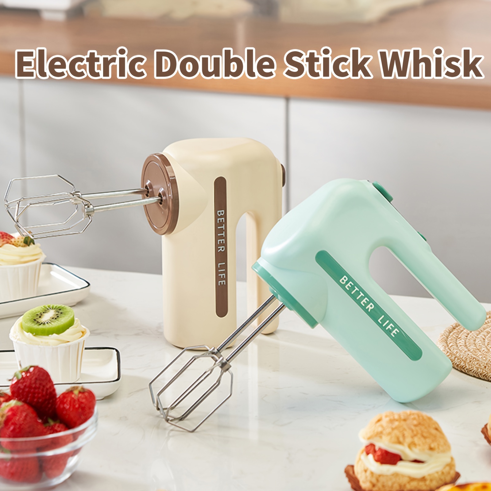 1500mAh Wireless Electric Mixer Portable Food Mixer Double Stick