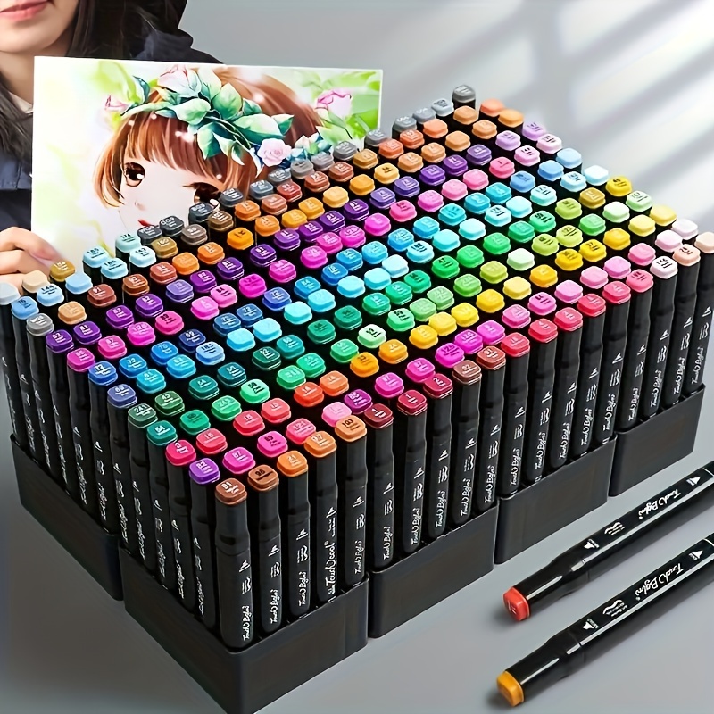 80 Colors,Dual Tip Markers,Permanent Art Markers For Artists,Set With  Case,Brush & Chisel Tip Sketch Markers For Adults Coloring