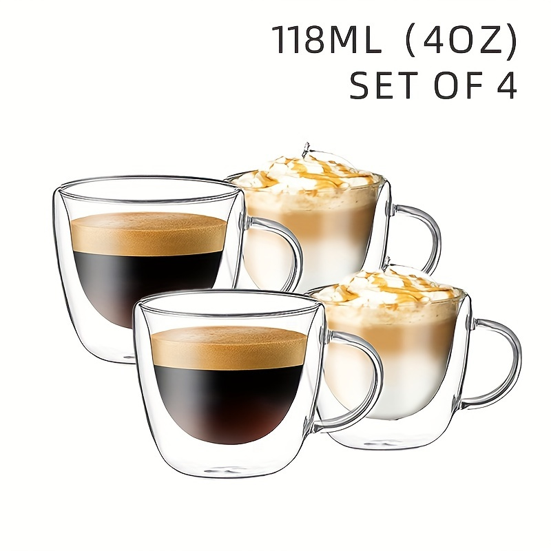 2pcs. 350ml/12oz Double Wall Insulated Glass Coffee Mugs With Handles,  Transparent Coffee Cups And Tea Cups. Perfect For Coffee, Latte, Cappuccino,  Tea, Juice. Suitable For Christmas, Halloween, Home Gathering, Birthday  Party.