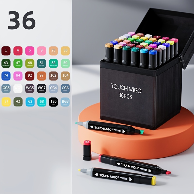 Double-sided alcohol markers in case 48 + stand