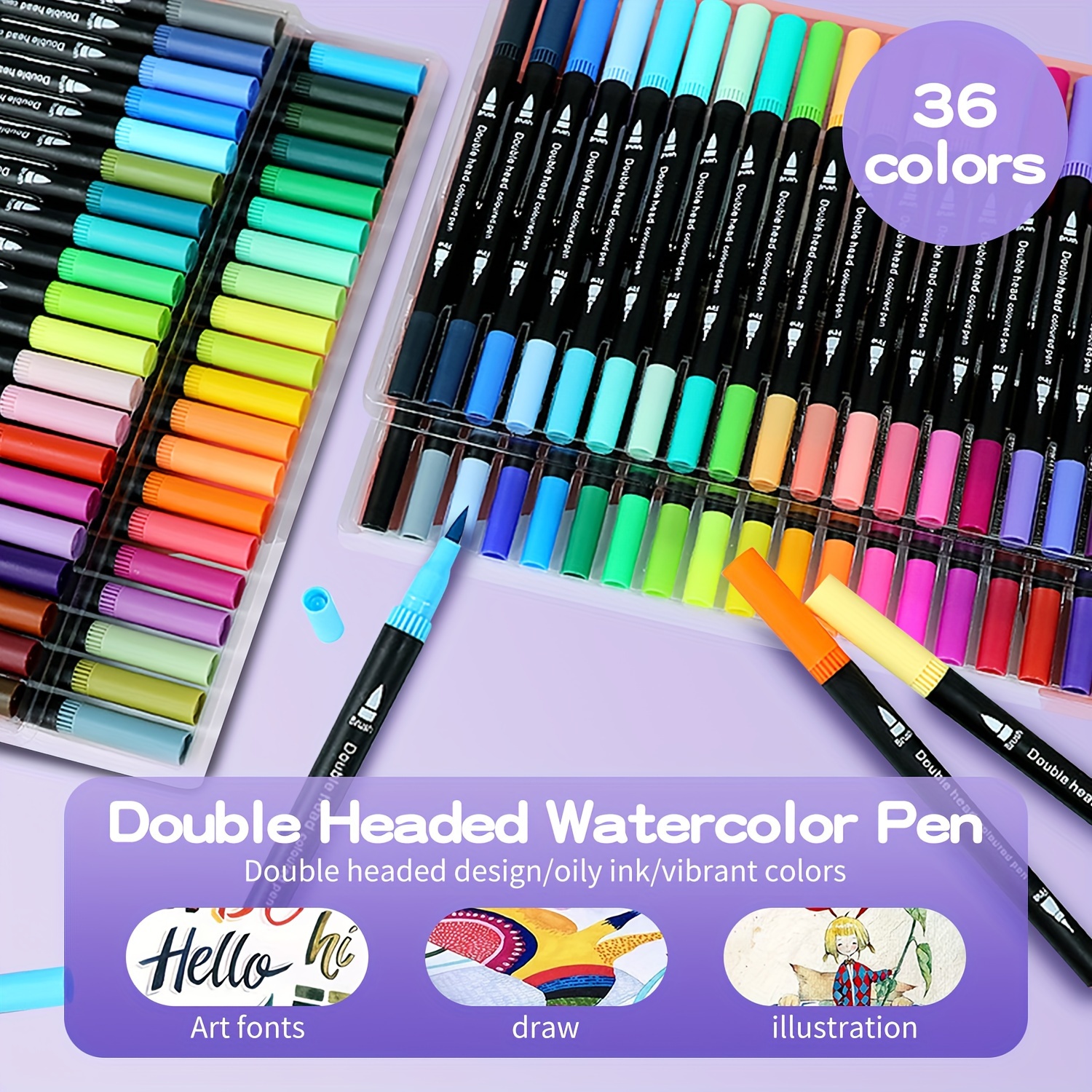 Double-headed Markers, Triangle Pen Shaped, With Spinning Canvas