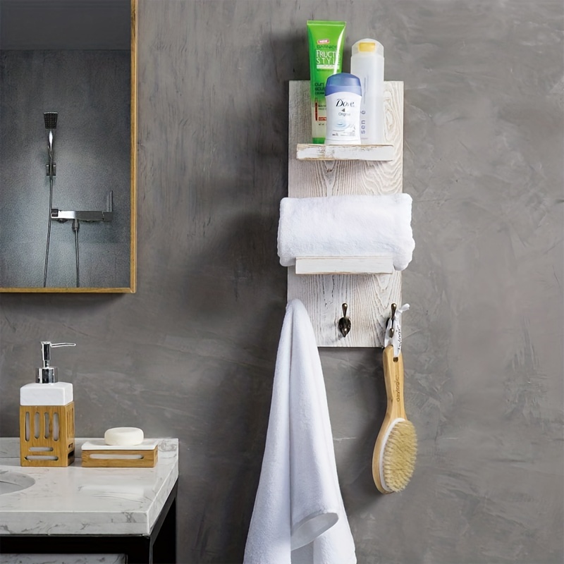 Estantes de baño rústico toallero, toallero de pared de baño, toallero  negro montado en la pared, toalleros de baño, accesorios de baño