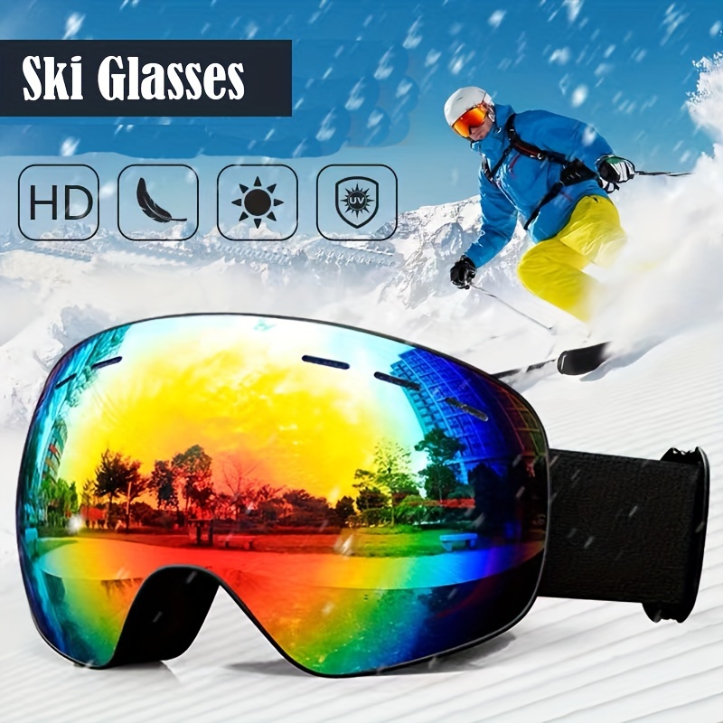 Ski Goggles, Double Layers Uv400 Anti-fog Ski Mask Glasses, Snowboard  Goggles, Skiing Sunglasses - Temu