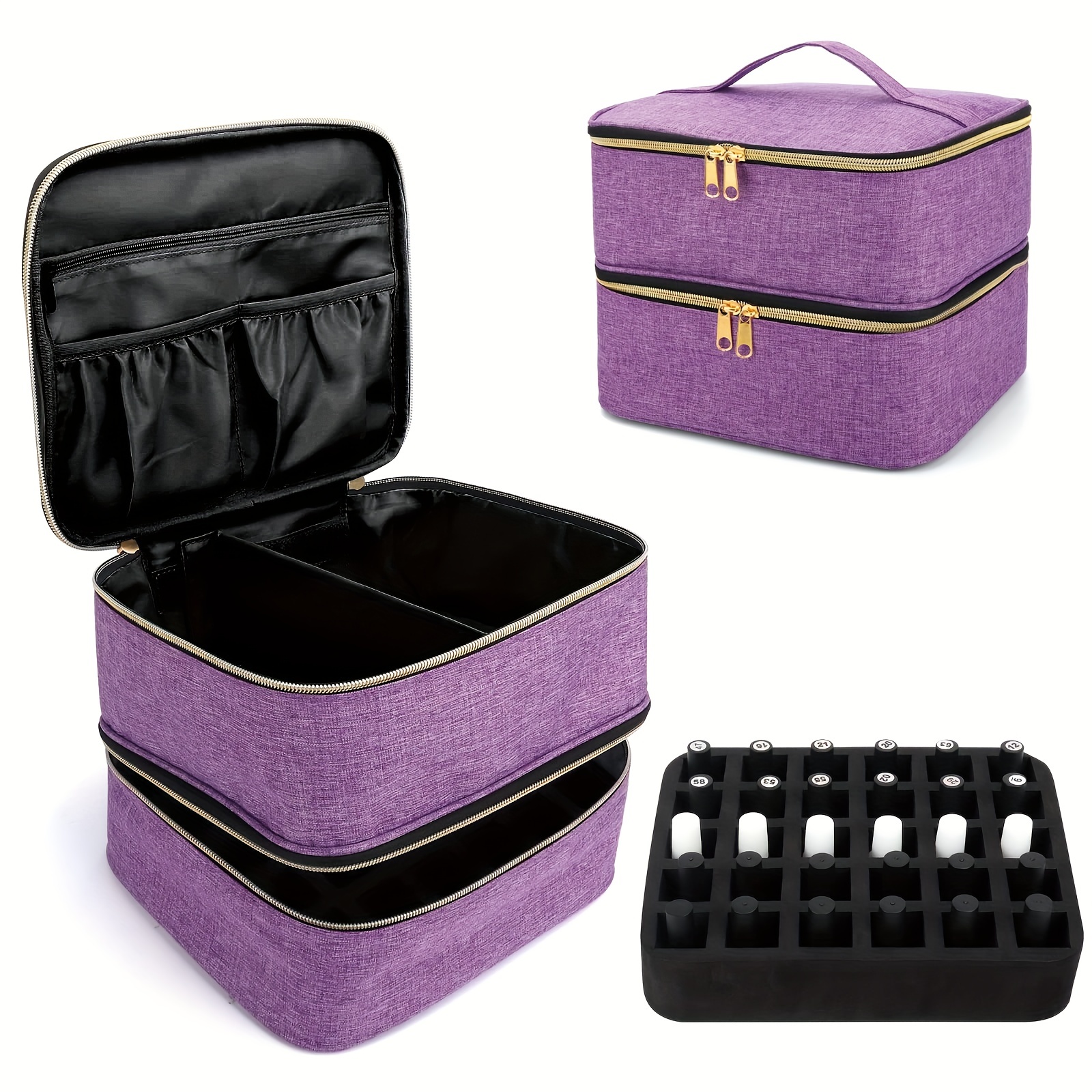 Large Travel Makeup Bag Professional Cosmetic Case, Striped Pattern Top  Handle Bag, Makeup Bag - Temu