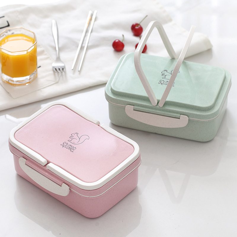 1000ML Lunch Box Japanese Style Box for Kids Students Food Container Wheat  Straw Leak-Proof Square Bento Box With Compartment - AliExpress