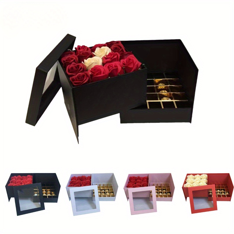  Caja de regalo de flores sorpresa de explosión de 10 x 10 x 14  pulgadas, para propuesta de matrimonio, fiesta de cumpleaños, Navidad,  cualquier evento sorpresa (sin flor) (blanco (solo caja)) 