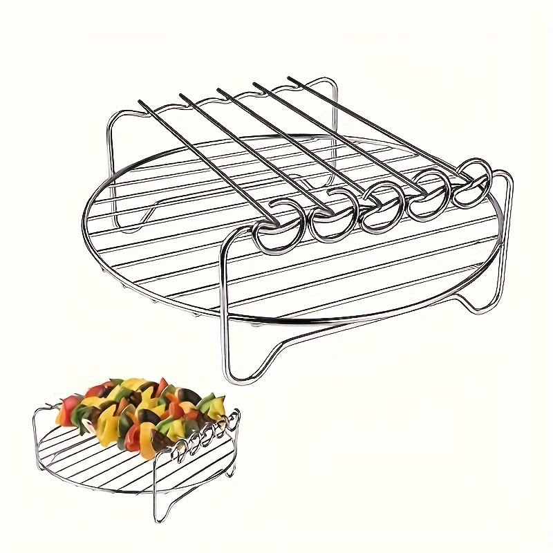 Air Fryer Accessories-Air Fryer Rack Set of 2, Multi-Purpose Double Layer  Rack with Skewer, Compatible with XL Power - AliExpress