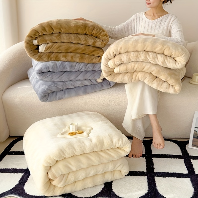 Manta gruesa de franela de tamaño King, cubrecamas para cama, sofá,  oficina, mantas para aire acondicionado, manta de lujo cálida y suave