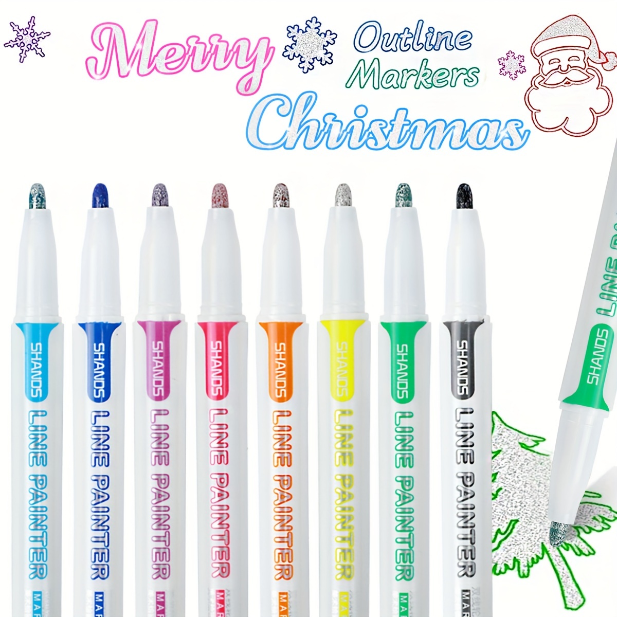 8/12 Colors/Set Double Line Outline Art Pen Fluorescent Glitter Art Marker  Pens for Card Making, Birthday Greeting,Painting - AliExpress