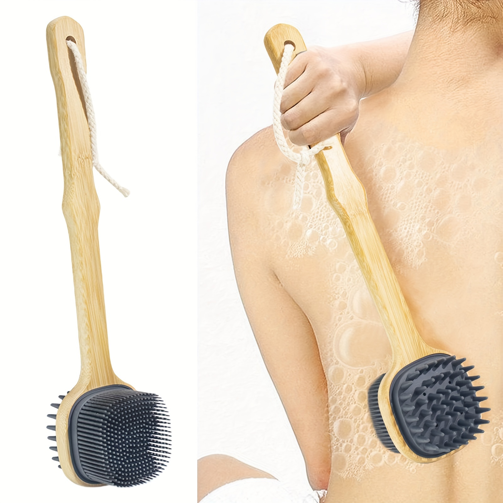 1pc Scrubber Posteriore In Legno Doccia Spazzola Doccia In - Temu