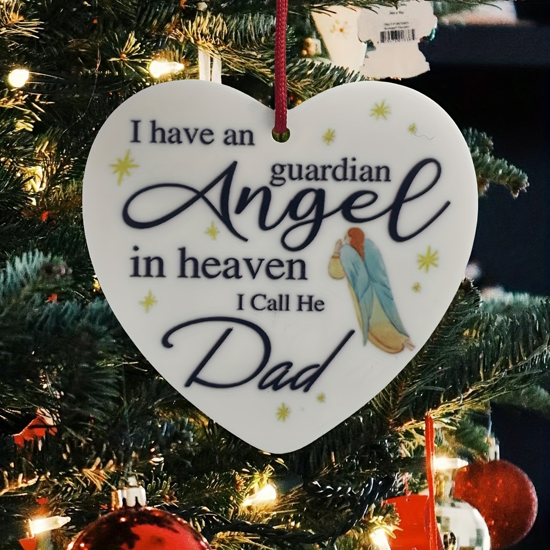 1PCS Christmas in Heaven with Rocking Chair Ornaments, Memorial Christmas  Ornaments, Christmas Memorial Keepsake, Chritsmas Gift for Grandma Grandpa  Mom Dad.Double Layer Laser Wood Ornament,With bow lanyard