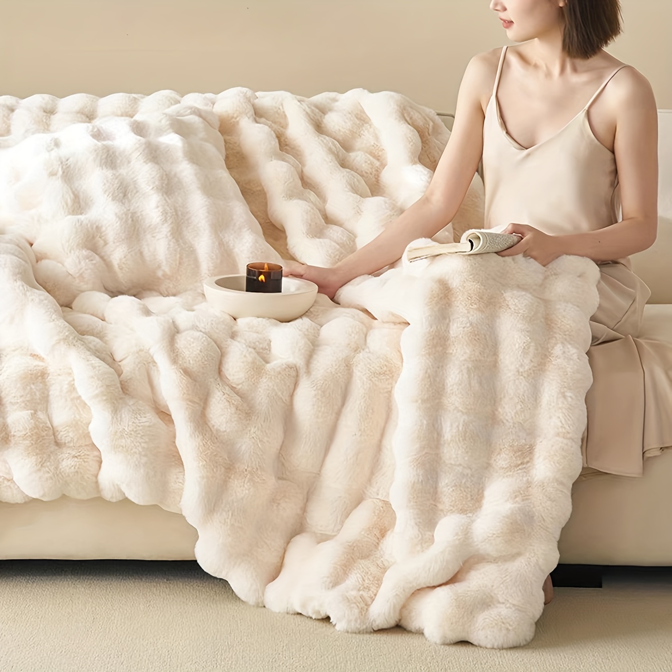 Fleece Blanket Textured Fuzzy Plush Throw Blanket Super Soft - Temu New  Zealand