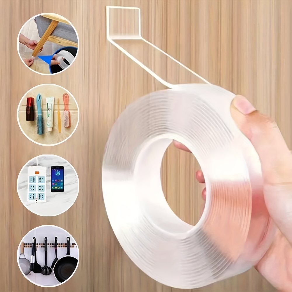  Double Sided Adhesive Nano Tape,Transparent Strong Washable  Adhesive Traceless Gel Tape,Removable and Reusable Sticky Anti Slip Tape  for Home,Wall,Room,Office Decor (9.84 FT) : Office Products