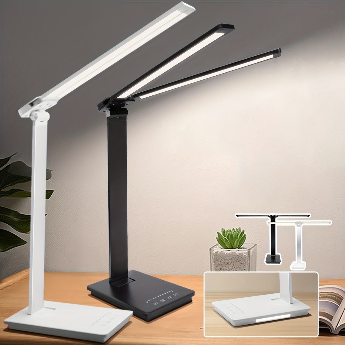 Lampe de bureau à pince USB LED,3 couleurs,5 réglables,protection des  yeux360[classe énergétique A +]