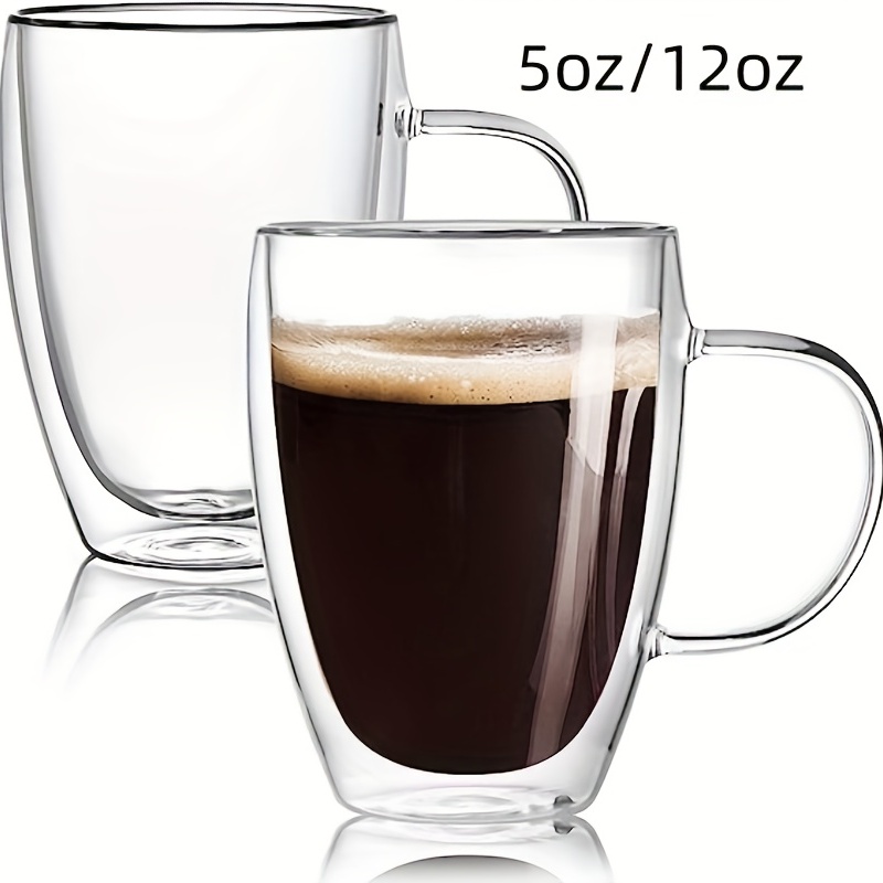 2pcs Double Bottom Wall Glass Coffee Cup Whiskey Tea Thermal Heat