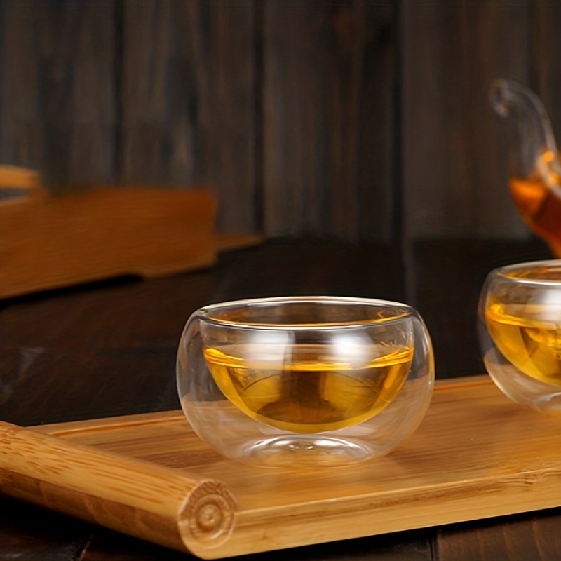 6pcs, Double Walled Glass Teacups, 1.69oz Pumpkin Shaped Tea Cups, Shot  Glasses, Anti-Scalding Insulated Kung Fu Tea Cup, Summer Winter Drinkware,  Hom