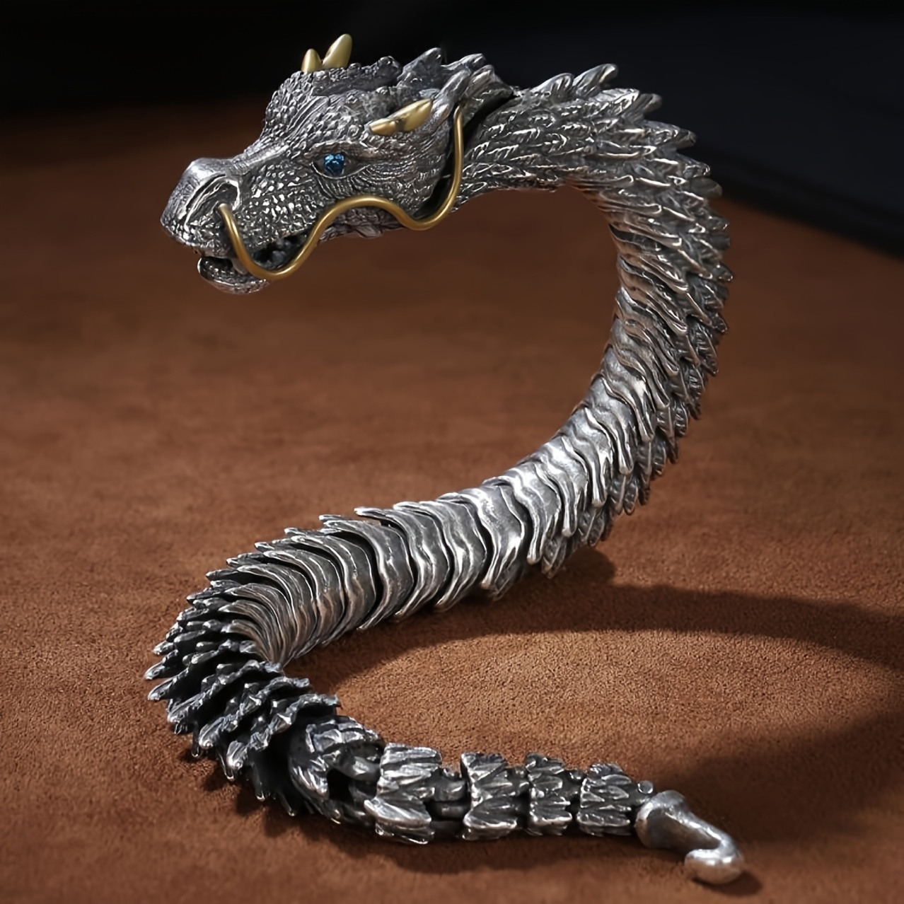 NEW! Exquisite Men Solid Heavy 925 Sterling Silver Domineering Dragon Head  Silver Chain Necklace Jewelry