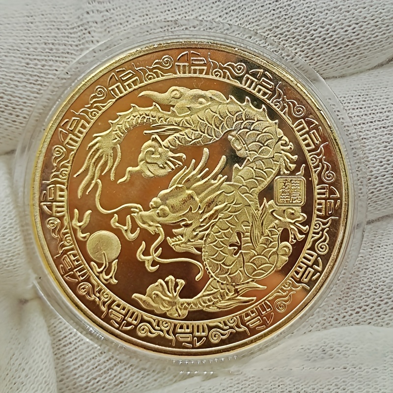 Chinese Dragon Year, Silver Plated Coin, Long Dance, Lucky Coin, Token,  Medal