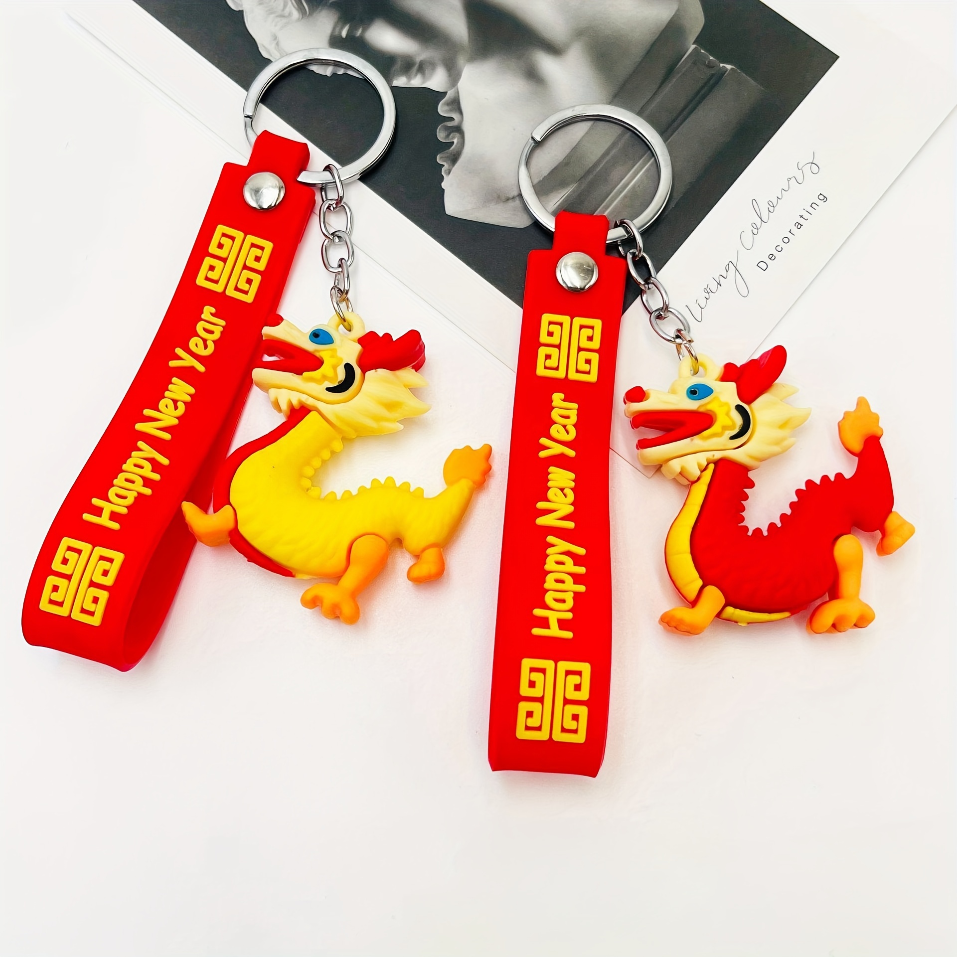 Temu 1pc, Chinese New Year Dragon Keychain Artificial Crystal Keychain Quick Release Key Ring Key Organizer Heavy Duty Keychain Gift for Car Keys Bag