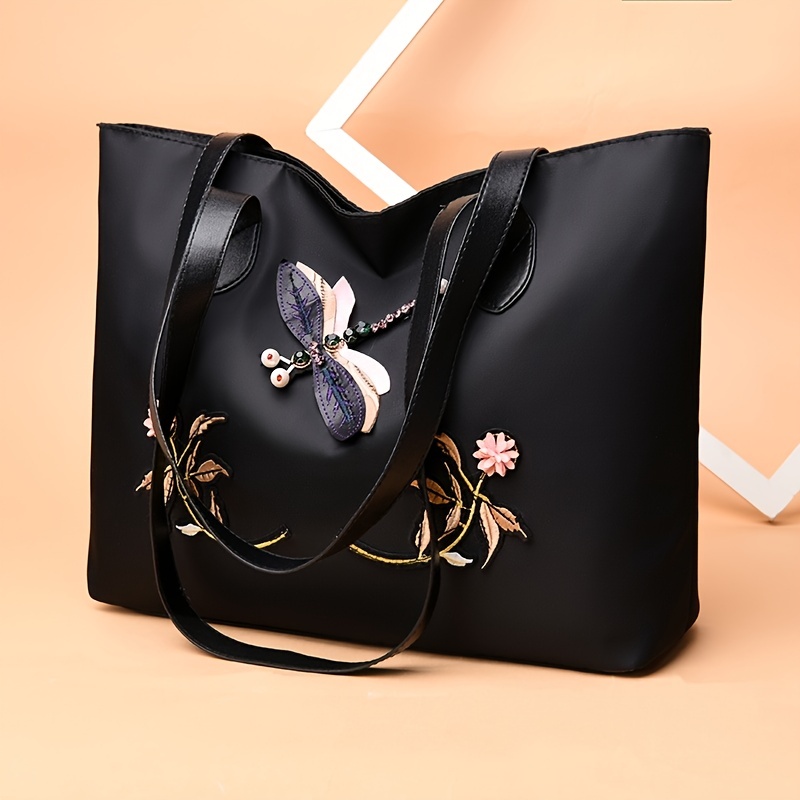 Women Tote Handbags Lady Letters Vintage Flower Shoulder Armpit Clutch Purses and Handbags Large