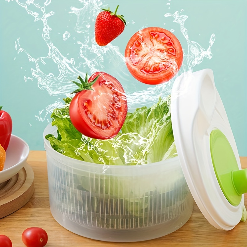 Large Salad Spinner BPA Free-Manual Lettuce Dryer and Vegetable Washer with  Quick Dry Design,Draining Lettce and Vegetable with Ease,including Clear