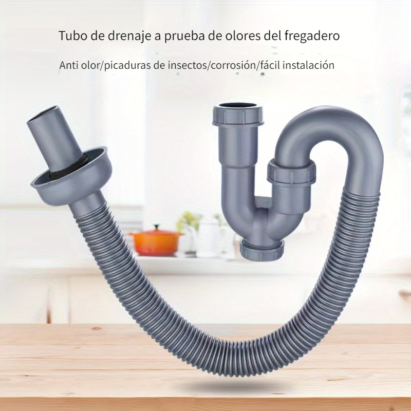  AIGUO - Tubo de desagüe para fregadero de baño, 2.6 ft, 3.9 ft,  4.9 ft, 6.6 ft, 9.8 ft, 13.1 ft, accesorios de tubería de drenaje de  cocina, fregadero simple y